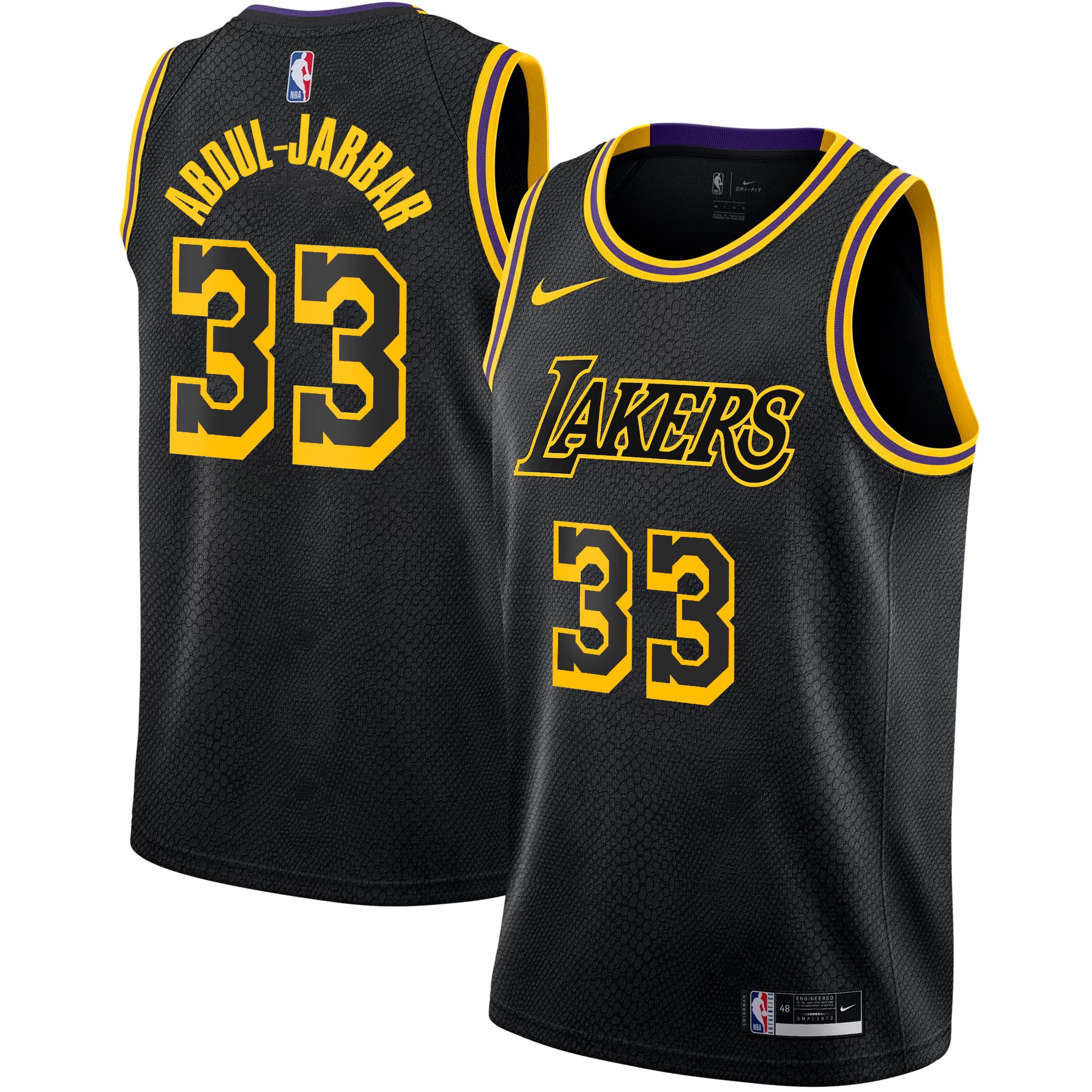 Men Los Angeles Lakers #33 Abdul-Jabbar Black 2025 Nike Swingman NBA Jersey->->NBA Jersey